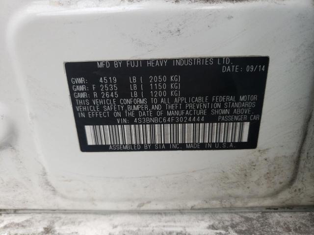 Photo 10 from auction – 2015 SUBARU LEGACY 2.5 with VIN 4S3BNBC64F3024444