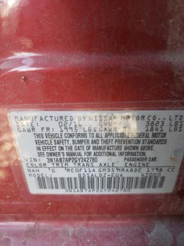 Photo 10 from auction – 2016 NISSAN SENTRA S with VIN 3N1AB7AP2GY242780