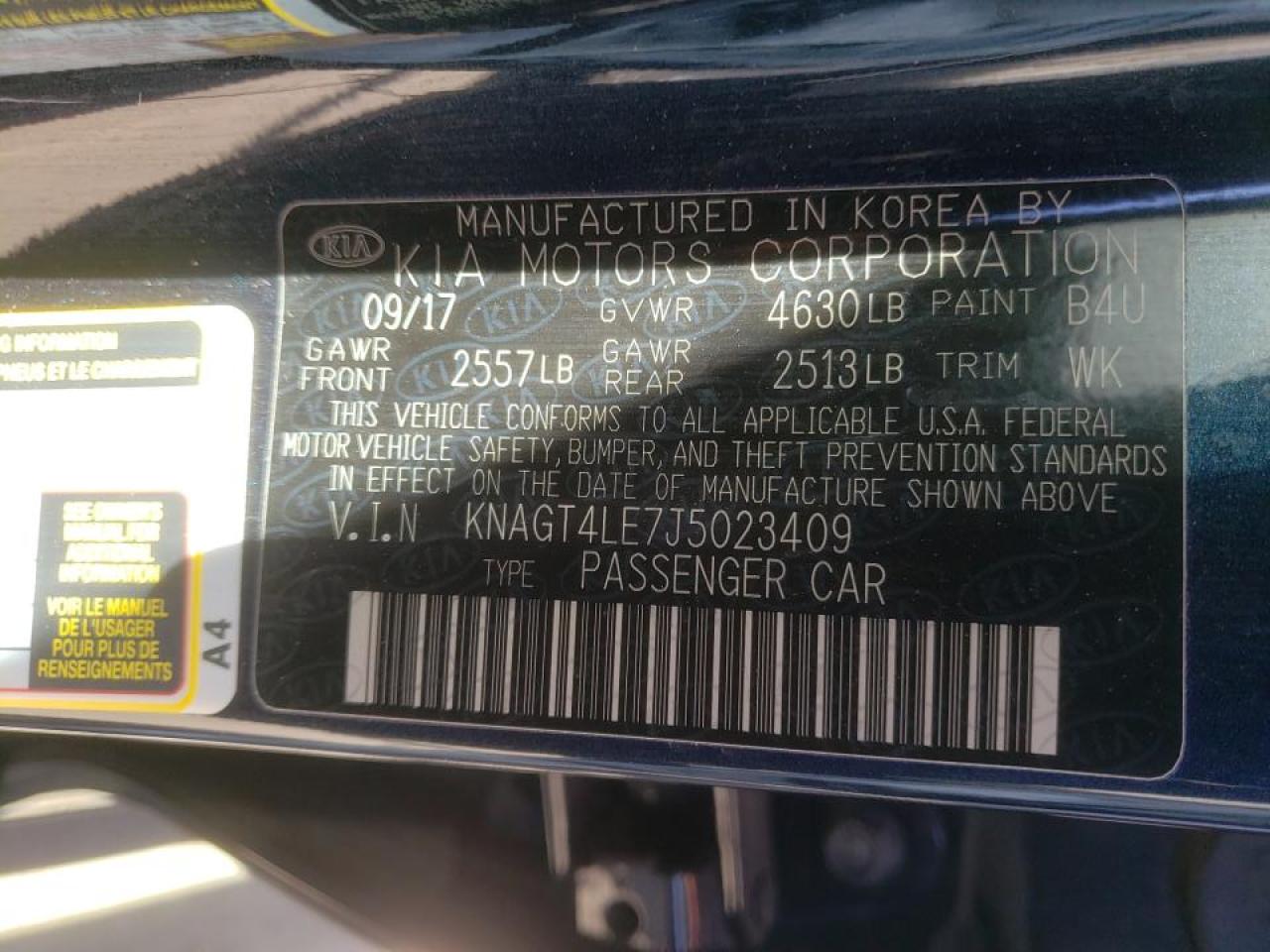 Photo 10 from auction – 2018 KIA OPTIMA HYB with VIN KNAGT4LE7J5023409