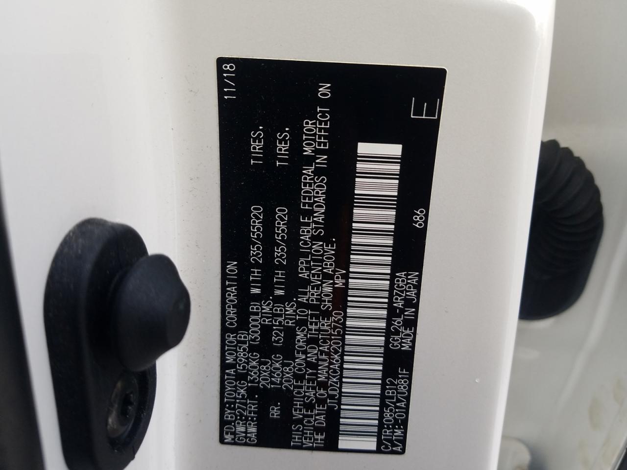 Photo 10 from auction – 2019 LEXUS RX 350 L with VIN JTJDZKCA6K2015730