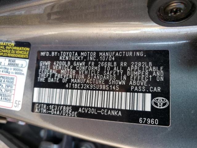 Photo 10 from auction – 2005 TOYOTA CAMRY LE with VIN 4T1BE32K95U985145