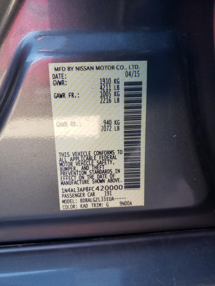 Photo 10 from auction – 2015 NISSAN ALTIMA 2.5 with VIN 1N4AL3AP8FC420000