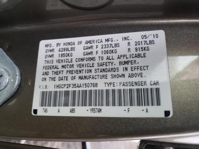 Photo 10 from auction – 2010 HONDA ACCORD with VIN 1HGCP2F35AA150768