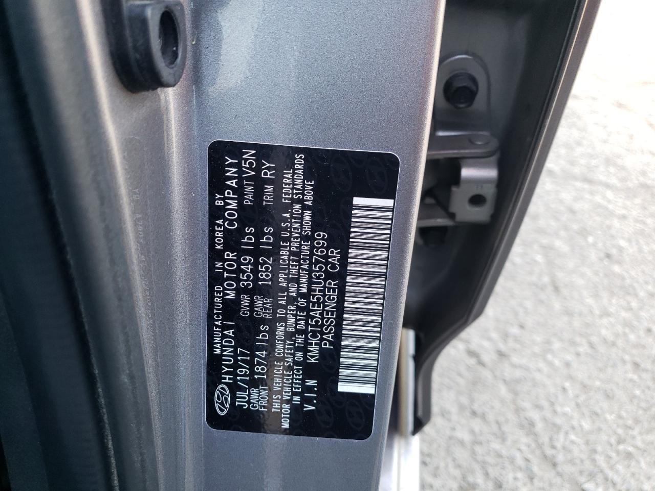 Photo 10 from auction – 2017 HYUNDAI ACCENT SE with VIN KMHCT5AE5HU357699