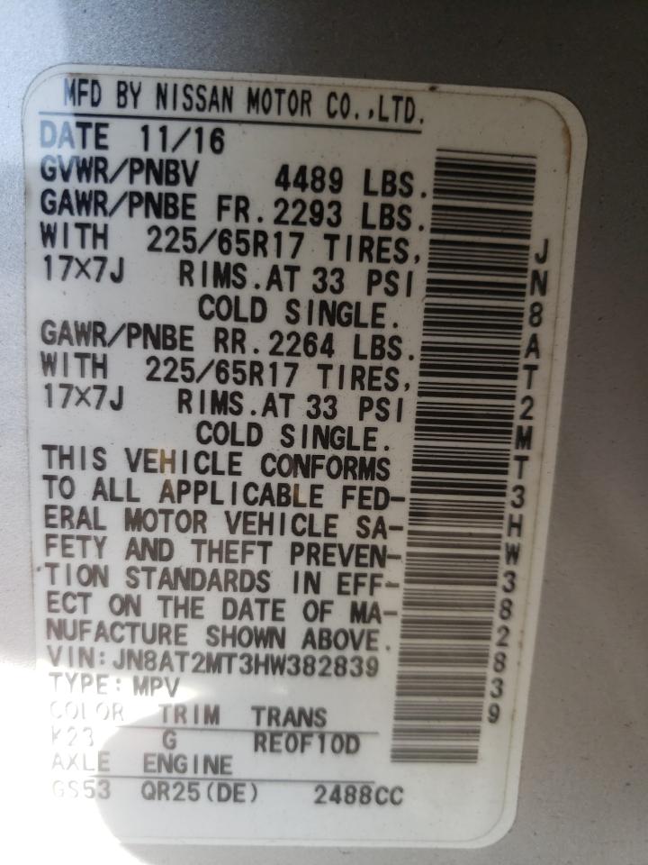 Photo 10 from auction – 2017 NISSAN ROGUE S with VIN JN8AT2MT3HW382839