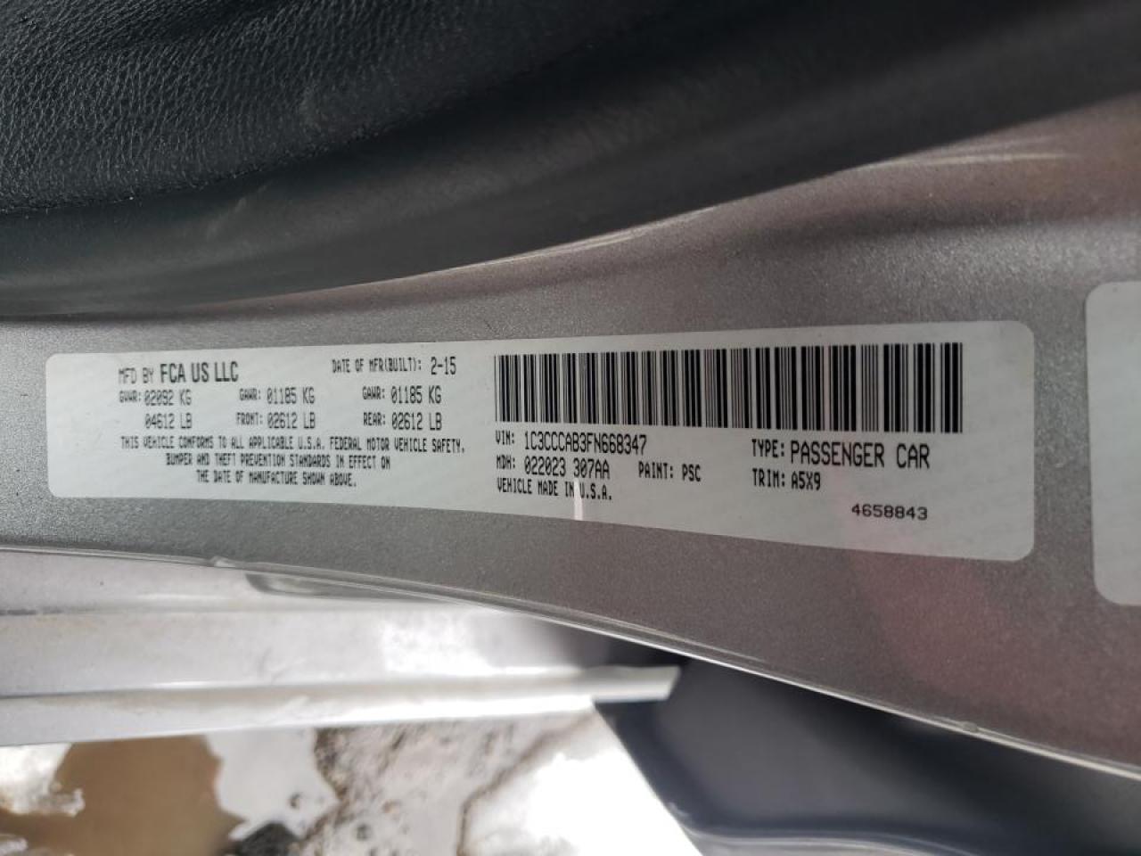 Photo 10 from auction – 2015 CHRYSLER 200 with VIN 1C3CCCAB3FN668347