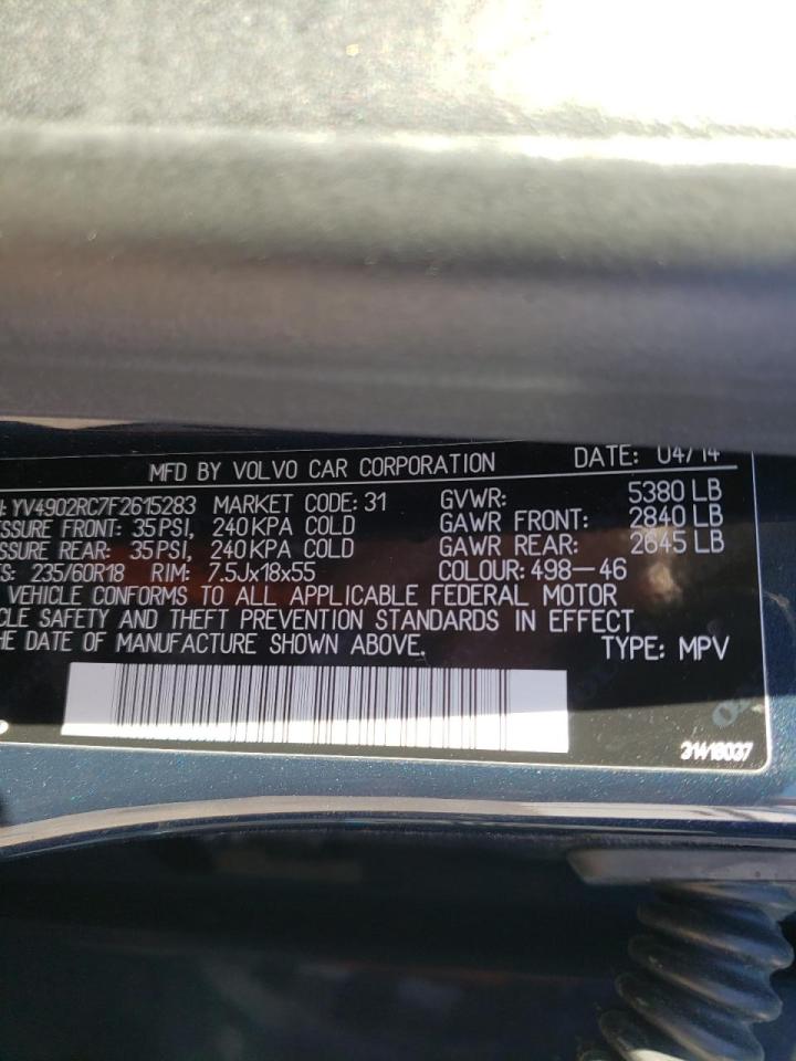 Photo 10 from auction – 2015 VOLVO XC60 T6 PR with VIN YV4902RC7F2615283