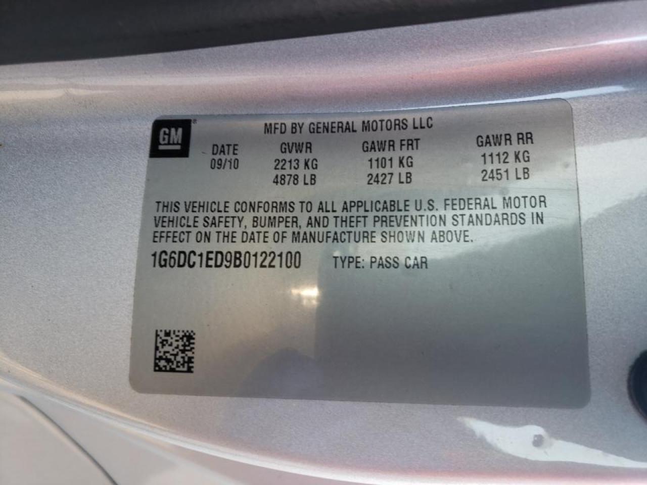 Photo 10 from auction – 2011 CADILLAC CTS with VIN 1G6DC1ED9B0122100
