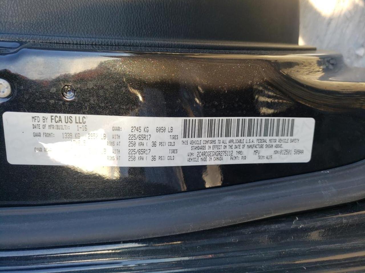 Photo 10 from auction – 2016 DODGE GRAND CARA with VIN 2C4RDGEGXGR275112