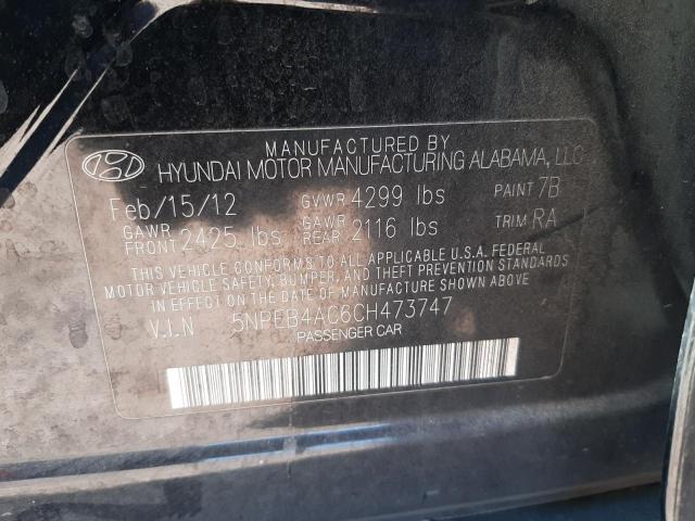 Photo 10 from auction – 2012 HYUNDAI SONATA GLS with VIN 5NPEB4AC6CH473747