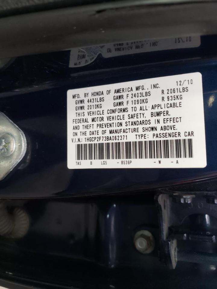 Photo 10 from auction – 2011 HONDA ACCORD EX with VIN 1HGCP2F73BA062371