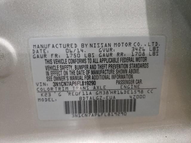 Photo 10 from auction – 2015 NISSAN VERSA S with VIN 3N1CN7AP6FL819290