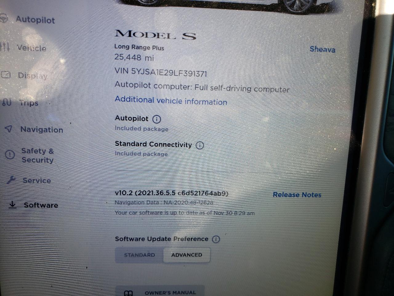 Photo 9 from auction – 2020 TESLA MODEL S with VIN 5YJSA1E29LF391371