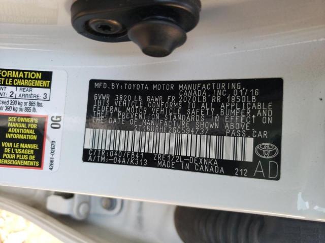 Photo 10 from auction – 2016 TOYOTA COROLLA L with VIN 2T1BURHE2GC594737