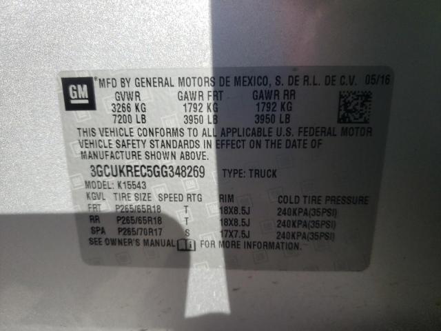 Photo 10 from auction – 2016 CHEVROLET SILVERADO with VIN 3GCUKREC5GG348269