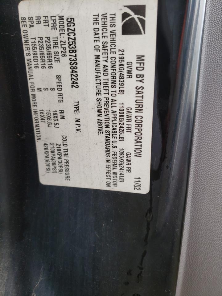 Photo 10 from auction – 2003 SATURN VUE with VIN 5GZCZ53B73S842242