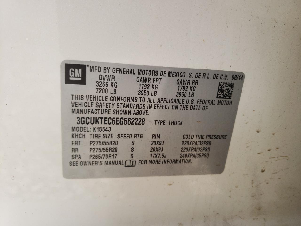 Photo 10 from auction – 2014 CHEVROLET SILVERADO with VIN 3GCUKTEC6EG562228