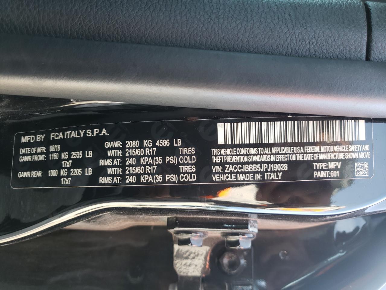 Photo 10 from auction – 2018 JEEP RENEGADE L with VIN ZACCJBBB5JPJ19028