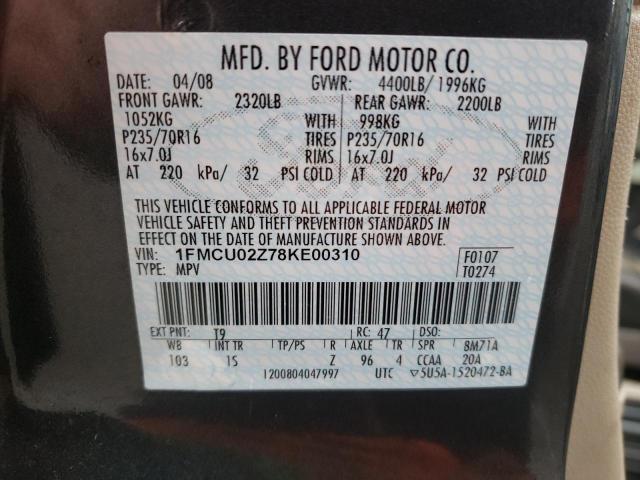 Photo 10 from auction – 2008 FORD ESCAPE XLS with VIN 1FMCU02Z78KE00310