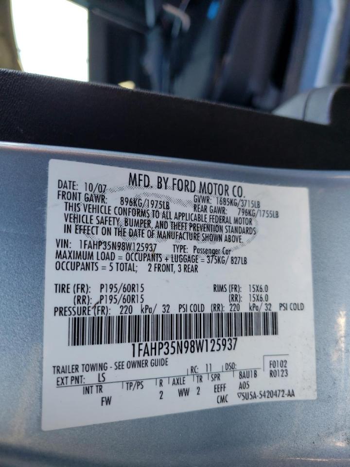 Photo 10 from auction – 2008 FORD FOCUS SE with VIN 1FAHP35N98W125937