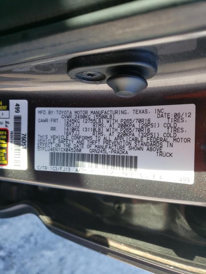 Photo 10 from auction – 2012 TOYOTA TACOMA DOU with VIN 5TFLU4EN1CX045280
