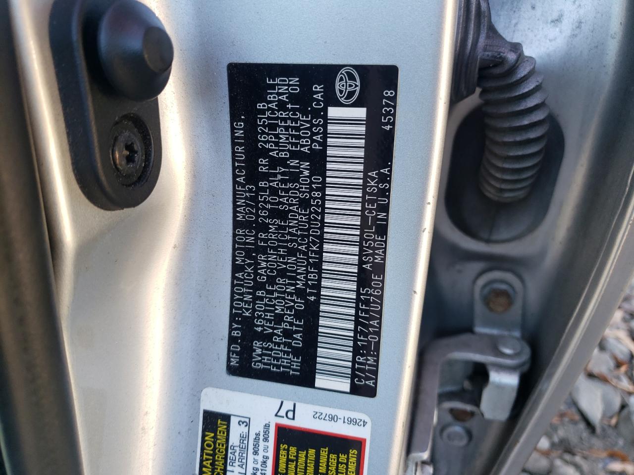 Photo 10 from auction – 2013 TOYOTA CAMRY L with VIN 4T1BF1FK7DU225810