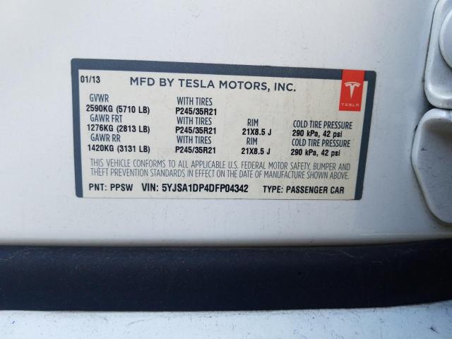 Photo 10 from auction – 2013 TESLA MODEL S with VIN 5YJSA1DP4DFP04342