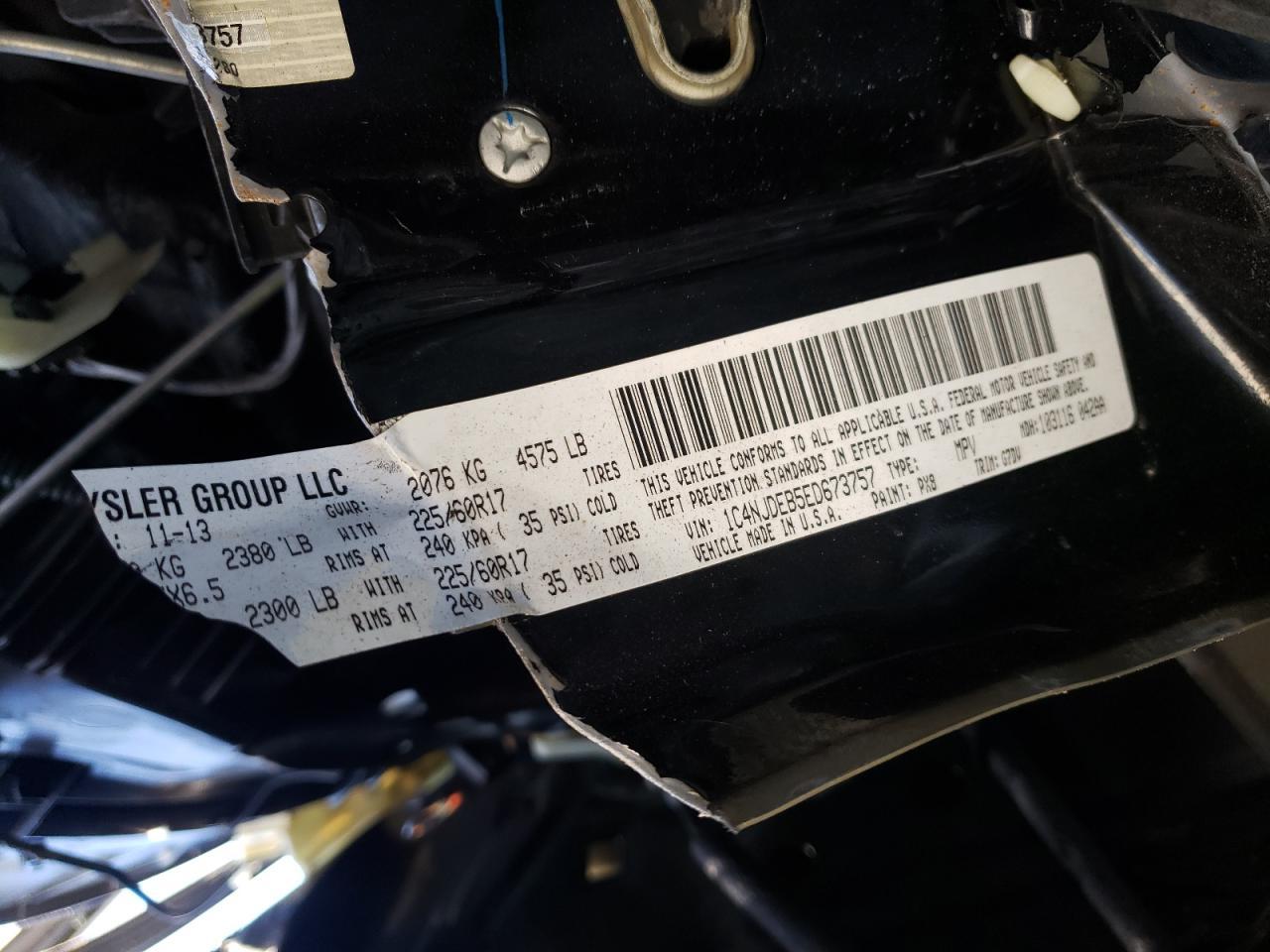 Photo 10 from auction – 2014 JEEP COMPASS LA with VIN 1C4NJDEB5ED673757