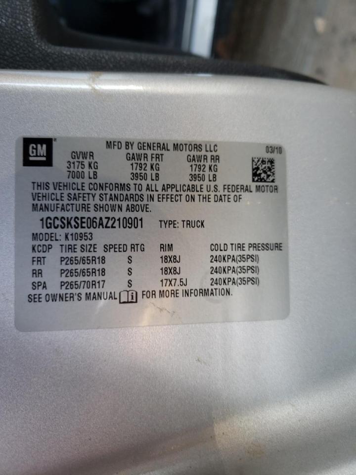 Photo 10 from auction – 2010 CHEVROLET SILVERADO with VIN 1GCSKSE06AZ210901