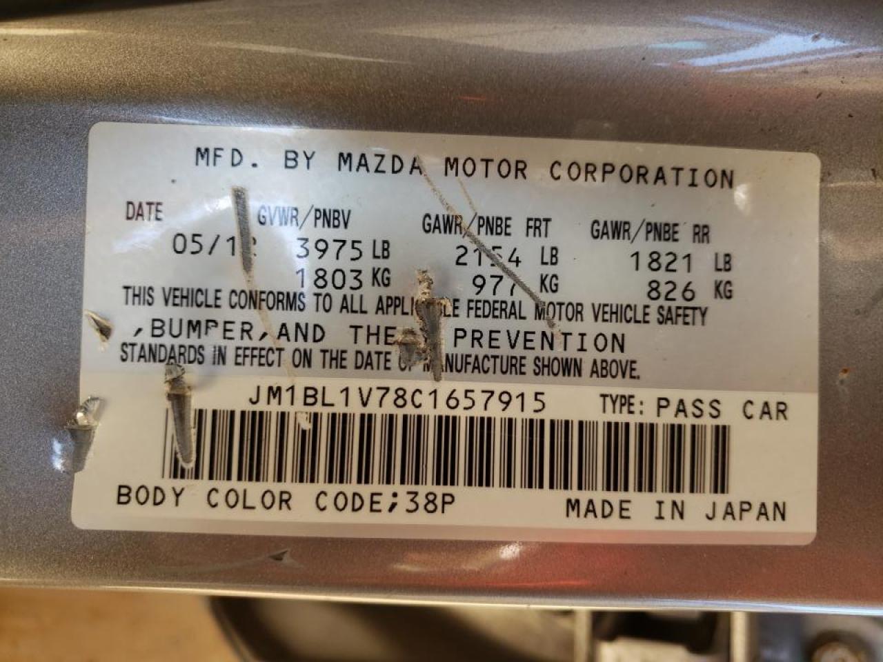 Photo 10 from auction – 2012 MAZDA 3 I with VIN JM1BL1V78C1657915
