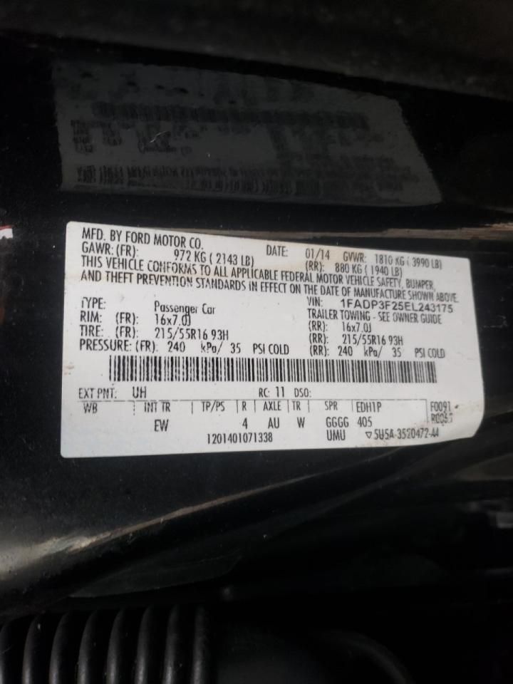 Photo 10 from auction – 2014 FORD FOCUS SE with VIN 1FADP3F25EL243175
