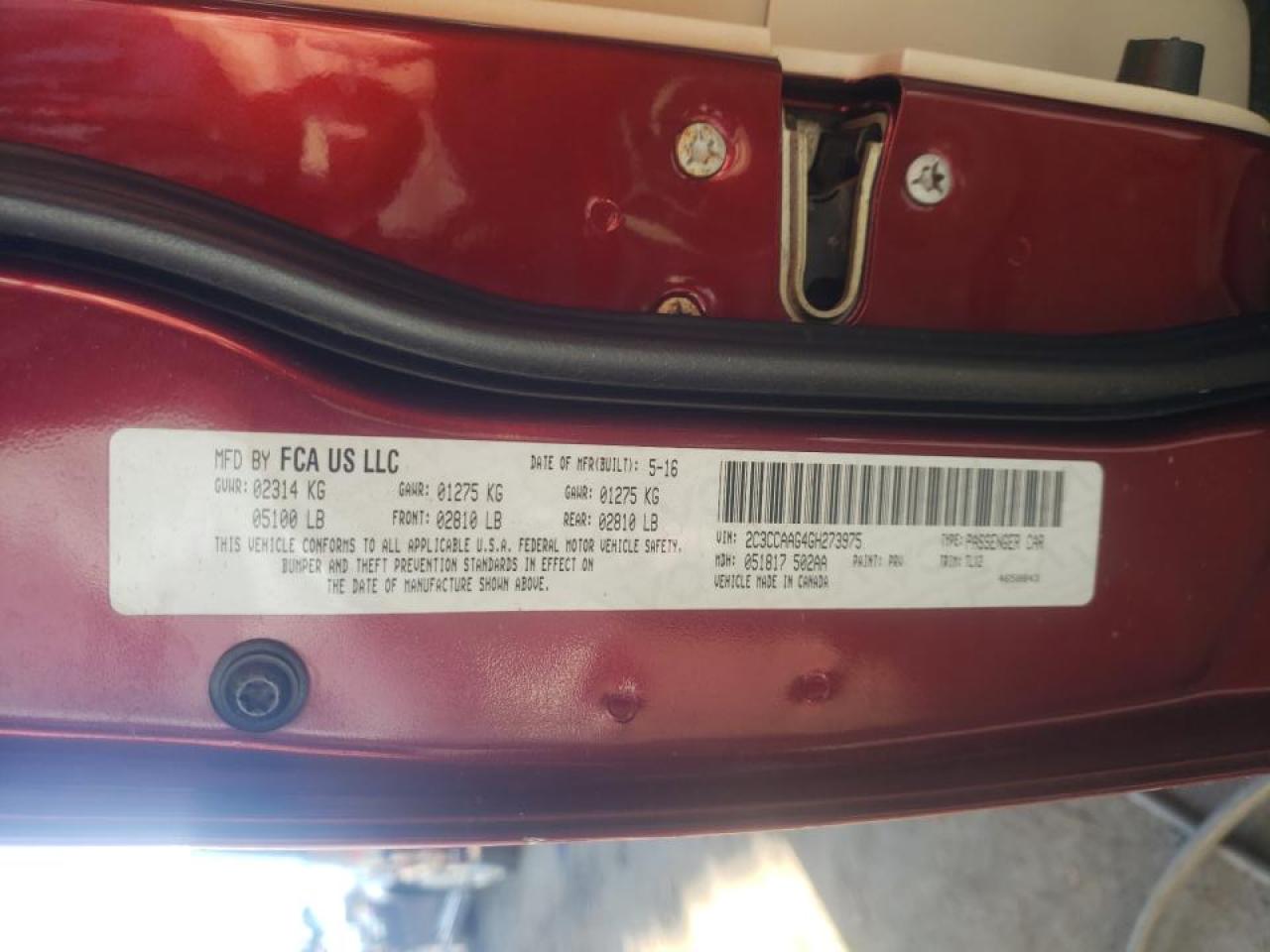 Photo 10 from auction – 2016 CHRYSLER 300 LIMITE with VIN 2C3CCAAG4GH273975