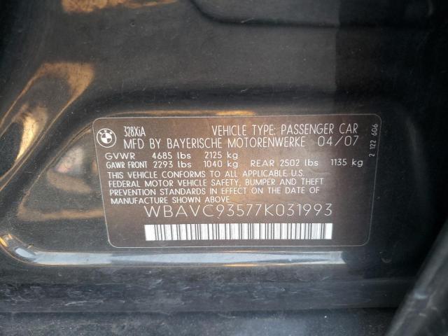 Photo 10 from auction – 2007 BMW 328 XI with VIN WBAVC93577K031993