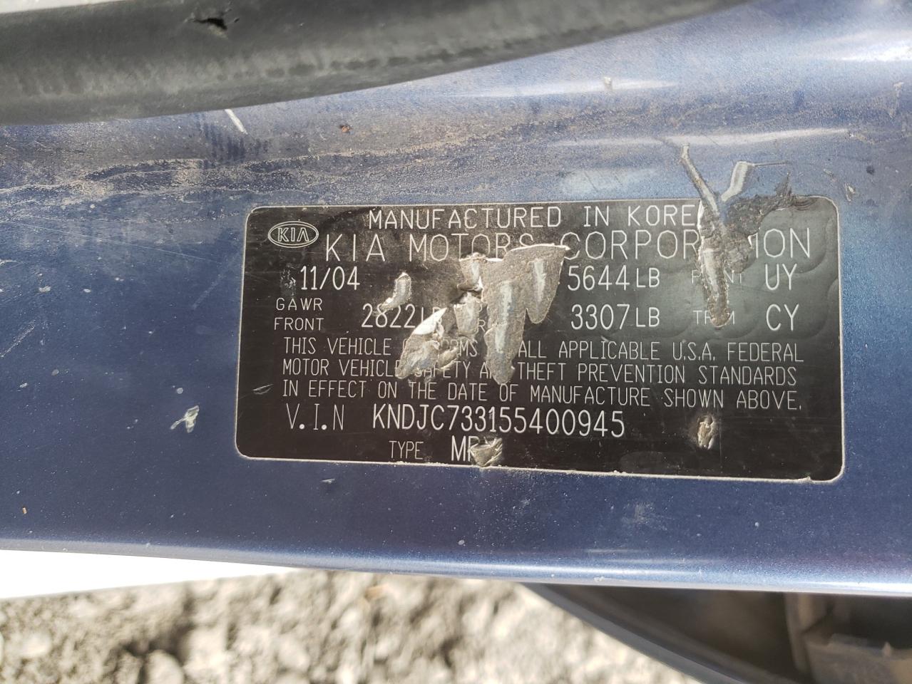 Photo 10 from auction – 2005 KIA SORENTO EX with VIN KNDJC733155400945