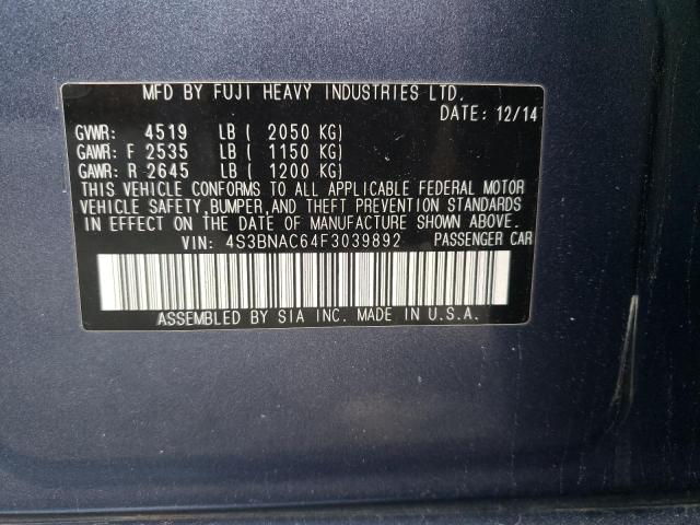 Photo 10 from auction – 2015 SUBARU LEGACY 2.5 with VIN 4S3BNAC64F3039892