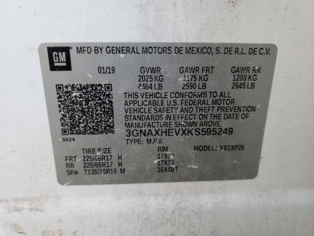 Photo 1 from auction – 2019 CHEVROLET EQUINOX LS with VIN 3GNAXHEVXKS595249