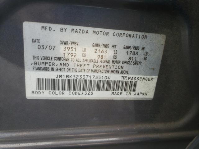 Photo 10 from auction – 2007 MAZDA 3 S with VIN JM1BK323371735104