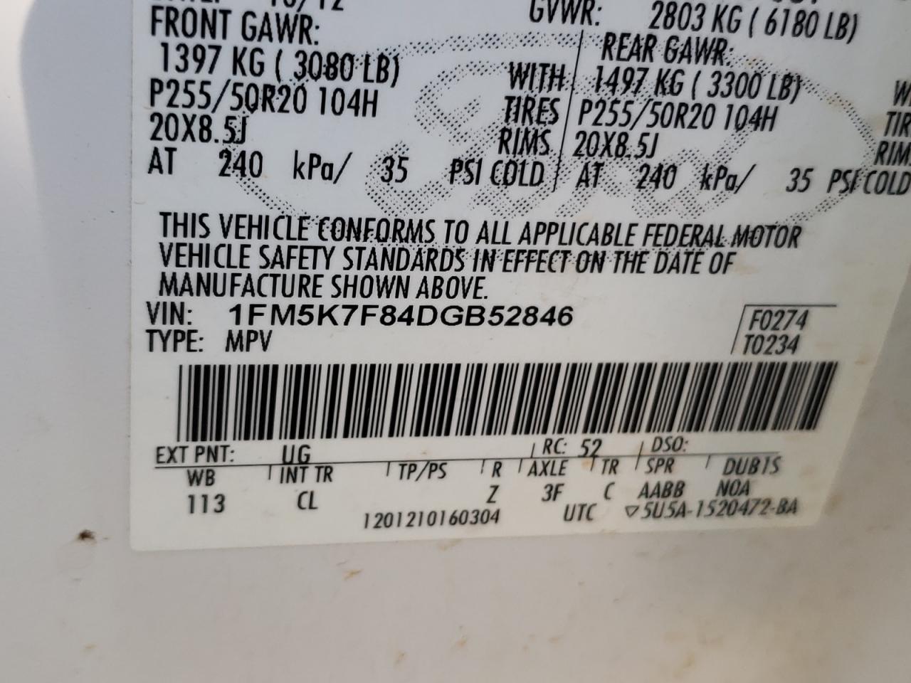 Photo 10 from auction – 2013 FORD EXPLORER L with VIN 1FM5K7F84DGB52846