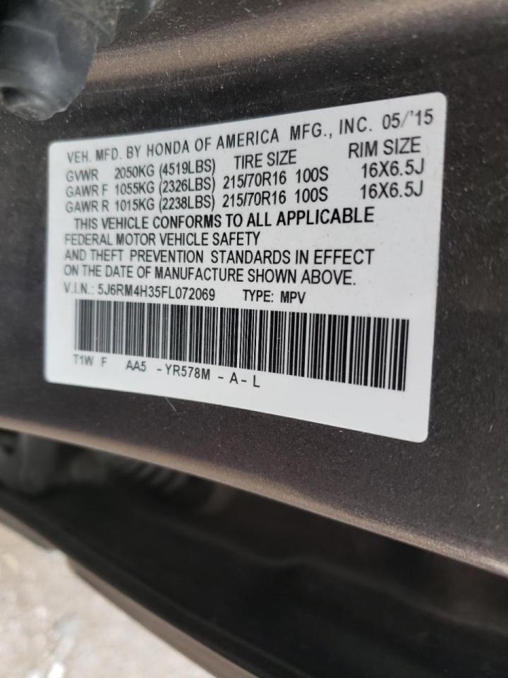 Photo 10 from auction – 2015 HONDA CR-V LX with VIN 5J6RM4H35FL072069