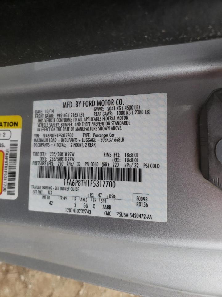 Photo 10 from auction – 2015 FORD MUSTANG with VIN 1FA6P8TH1F5317700