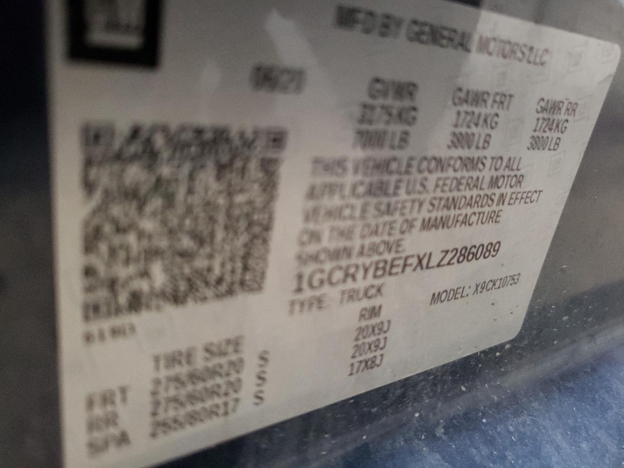 Photo 10 from auction – 2020 CHEVROLET SILVERADO with VIN 1GCRYBEFXLZ286089