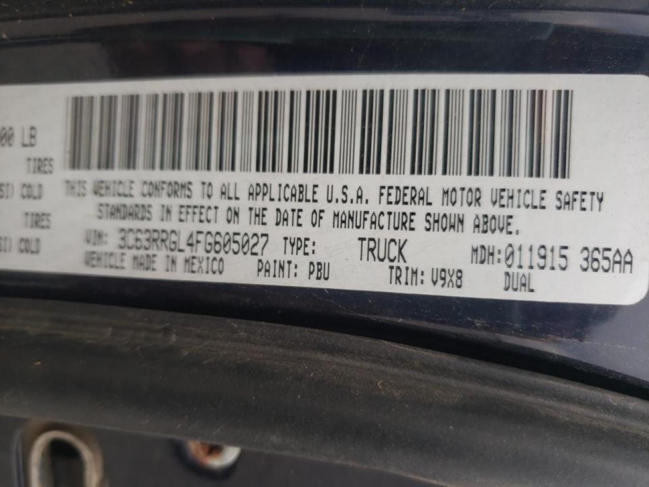 Photo 10 from auction – 2015 RAM 3500 ST with VIN 3C63RRGL4FG605027