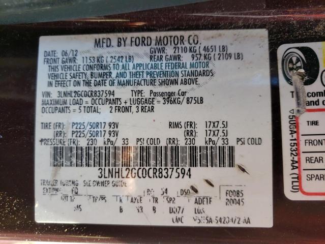 Photo 10 from auction – 2012 LINCOLN MKZ with VIN 3LNHL2GC0CR837594