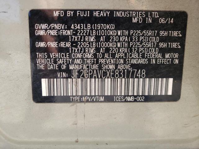 Photo 10 from auction – 2014 SUBARU XV CROSSTR with VIN JF2GPAVCXE8317748
