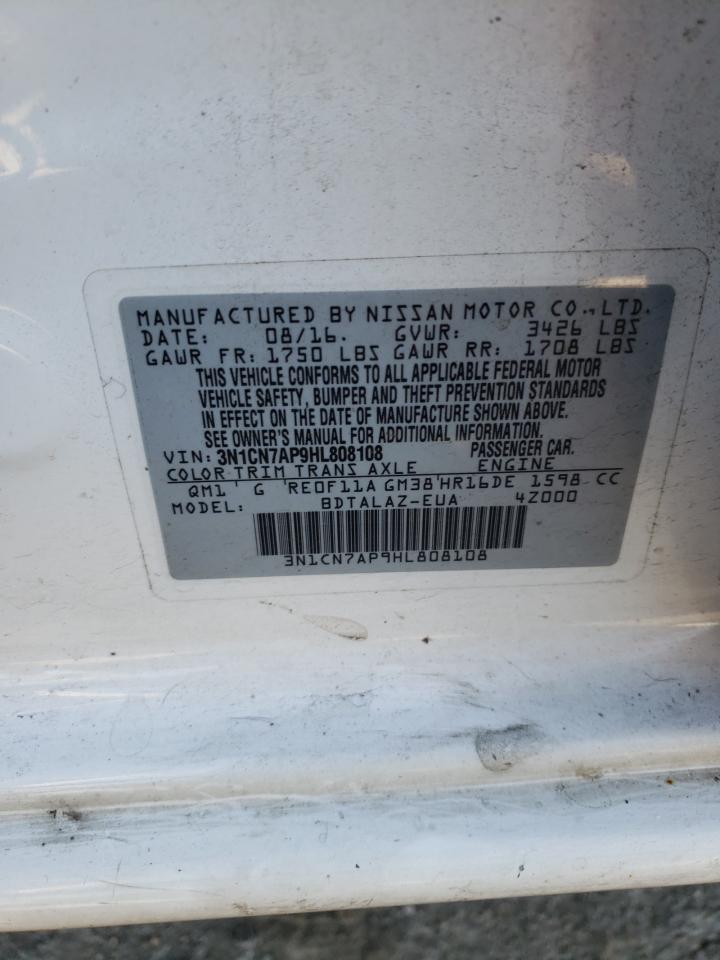 Photo 10 from auction – 2017 NISSAN VERSA S with VIN 3N1CN7AP9HL808108