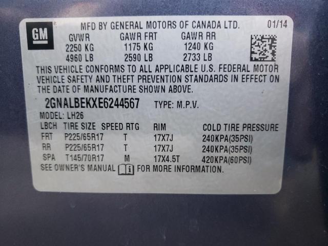 Photo 10 from auction – 2014 CHEVROLET EQUINOX LT with VIN 2GNALBEKXE6244567