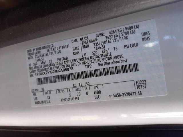 Photo 10 from auction – 2021 FORD TRANSIT T- with VIN 1FBAX2YG0MKA05078