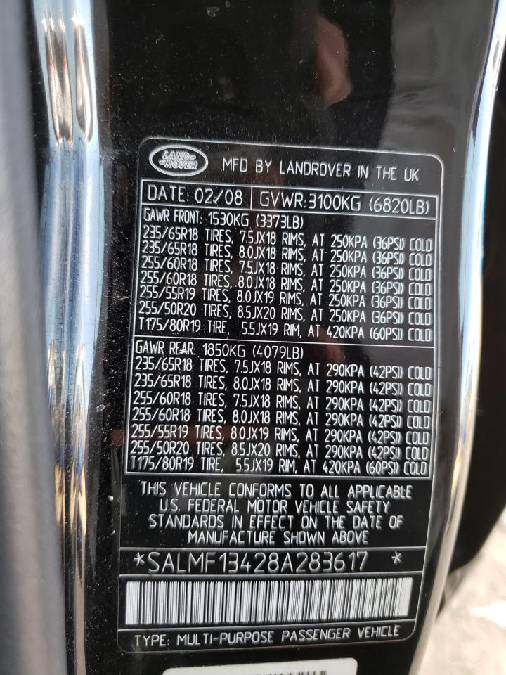 Photo 10 from auction – 2008 LAND ROVER RANGE ROVE with VIN SALMF13428A283617