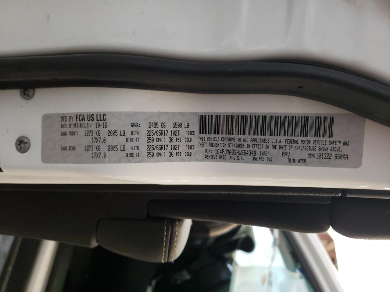 Photo 10 from auction – 2017 JEEP CHEROKEE S with VIN 1C4PJMAB3HW564348