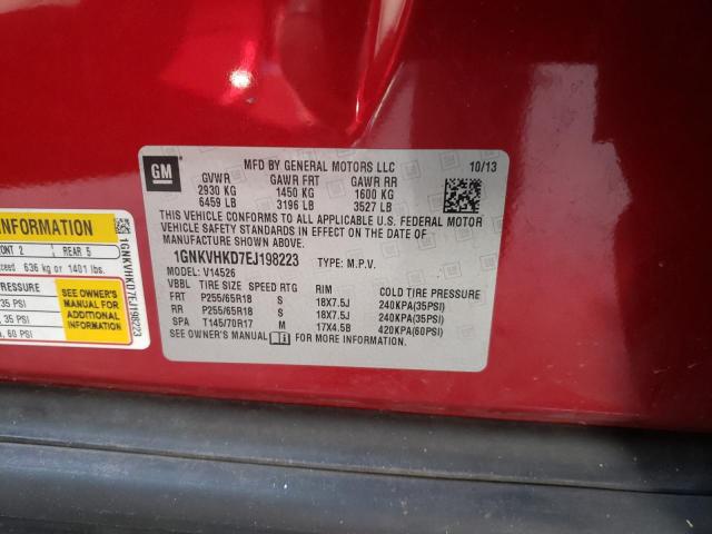 Photo 10 from auction – 2014 CHEVROLET TRAVERSE L with VIN 1GNKVHKD7EJ198223